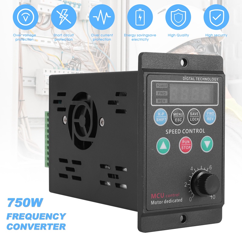 Bộ Chuyển Đổi Động Cơ Đầu Ra 3 Pha 220V 750W 48h Có Màn Hình Hiển Thị Kỹ Thuật Số