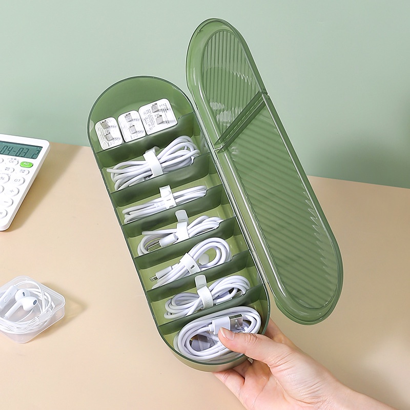 Hộp Phân Loại Cáp Dữ Liệu / Tai Nghe Chống Bụi Đa Năng Có Vỏ Bọc Hình Tròn Tiện Dụng