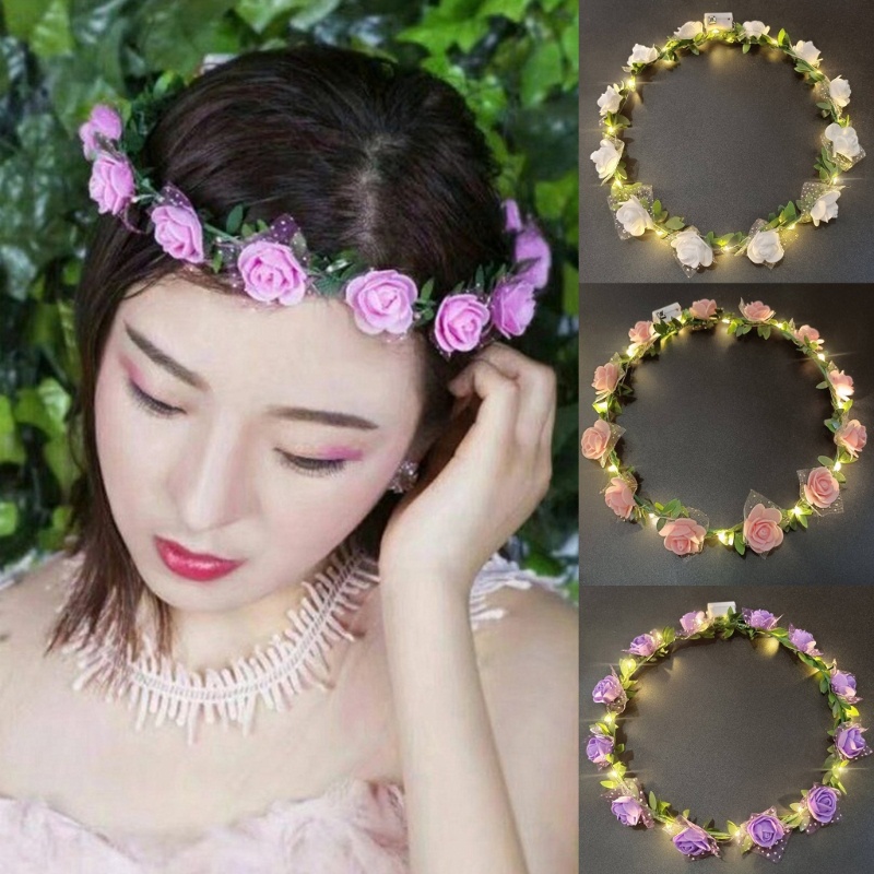 Băng Đô Cài Tóc Hình Vương Miện Đính Hoa Nhiều Màu Tùy Chỉnh Cho Nữ