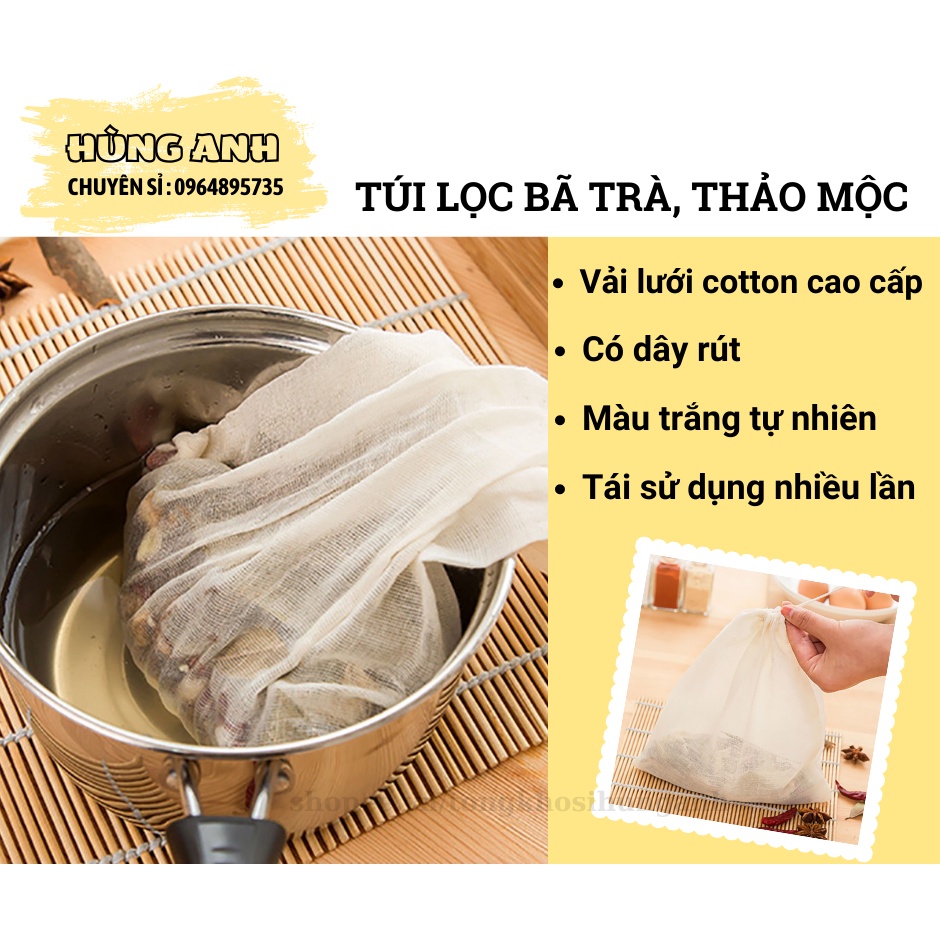 Túi Lọc Bã Trà, Cà Phê, Thảo Dược, Túi Lọc Có Dây Rút Tiện Lợi HA069