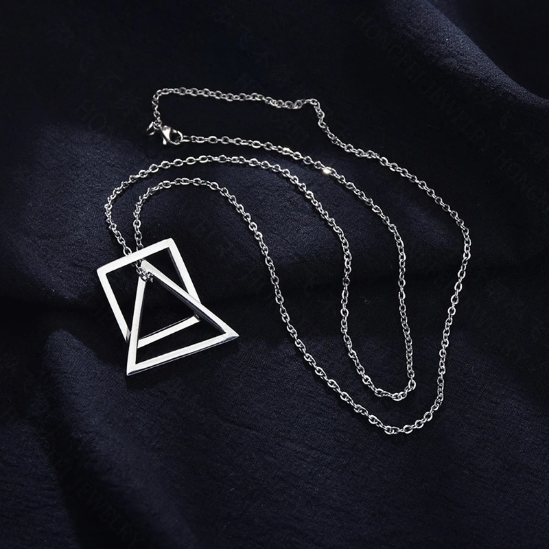 Vòng cổ Mặt Tam Giác / Vuông Bằng Thép Không Gỉ Phong Cách Đường Phố Hiện Đại Cho Nam