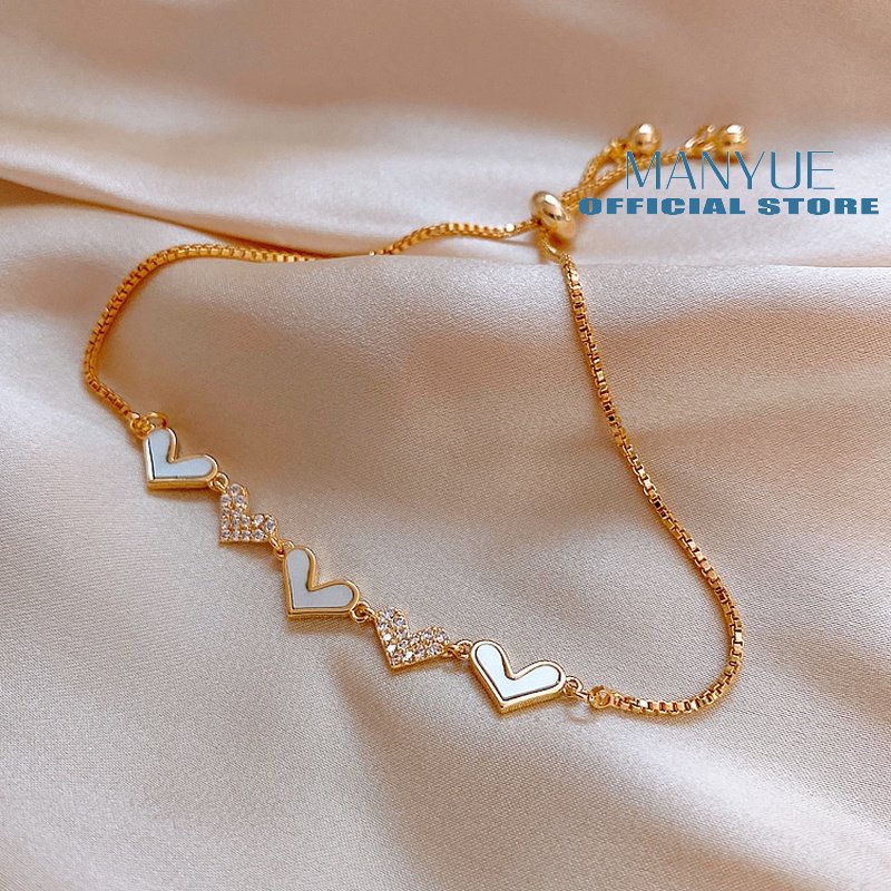 Vòng đeo tay MANYUE phối mặt trái tim thời trang xinh xắn cho nữ