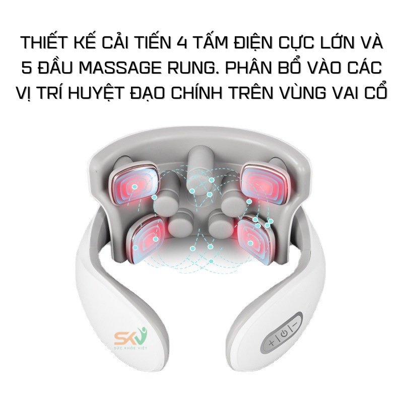 Máy mát xa vai cô SKV-JT88, sử dụng ánh sáng sinh học tác động sâu, rung thư giãn, giảm đau, chất liệu nhựa ABS an toàn