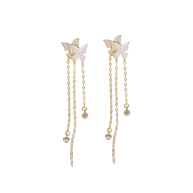 Khuyên Tai Tua Rua Hai Đầu Hình Bướm Chất Lượng Cao