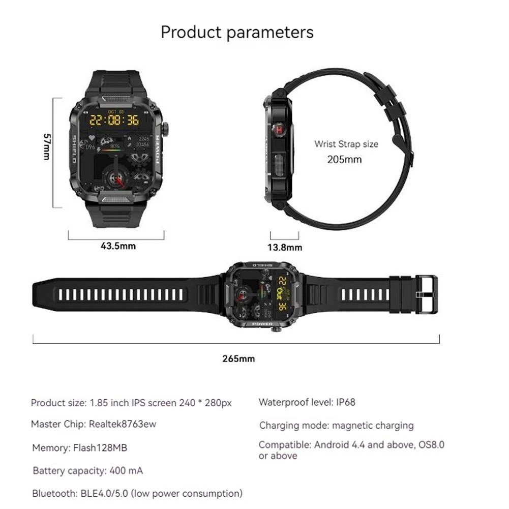 Đồng Hồ Thông Minh MK66 Màn Hình 1.85inch Bluetooth Có Chức Năng Đo Nhịp Tim Pin Lớn 400mAh