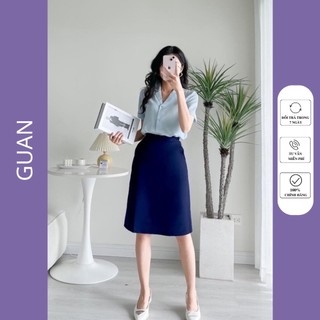 Chân váy công sở dài, chân váy chữ a công sở dáng dài có túi chéo 2 bên GUAN
