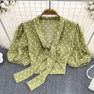 (Order) Áo croptop chấm bi nhiều màu