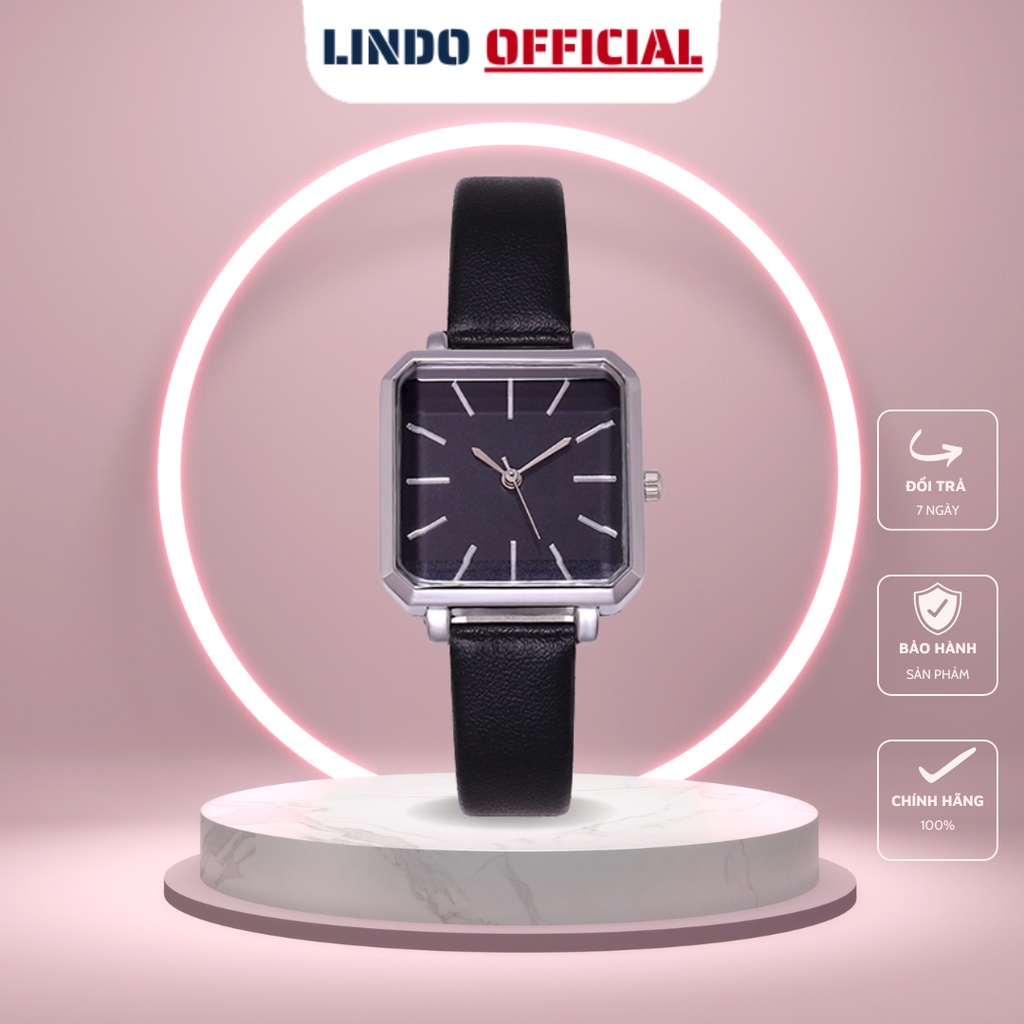 Đồng hồ nữ dây da mặt vuông thời trang DZINER ND26 chính hãng giá rẻ LINDO