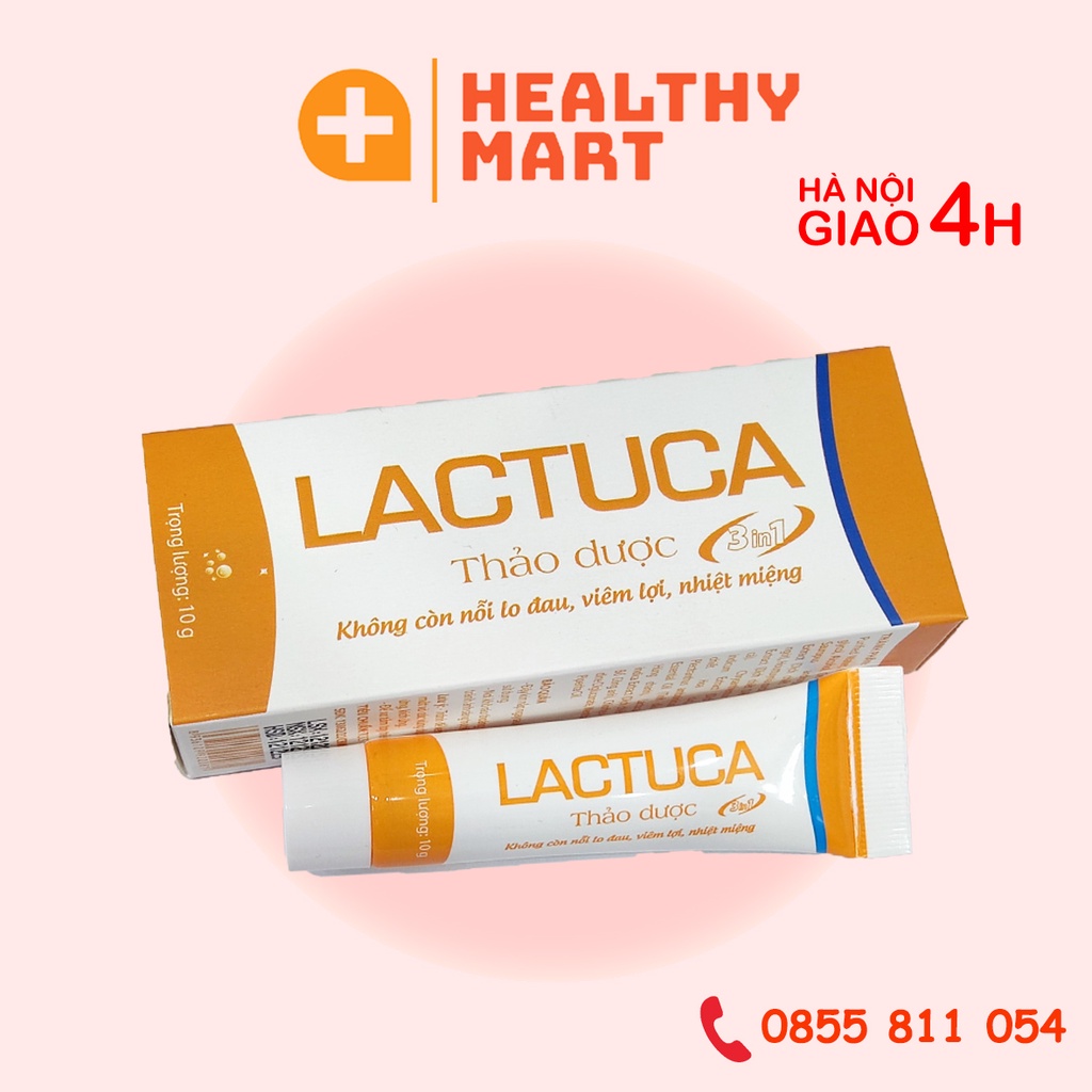 ✔️️️ Lactuca - bôi nhiệt miệng thảo dược 3in1- tuýp 10gr khử mùi hôi, làm diu mát khi sâu răng, nha chu, lợi
