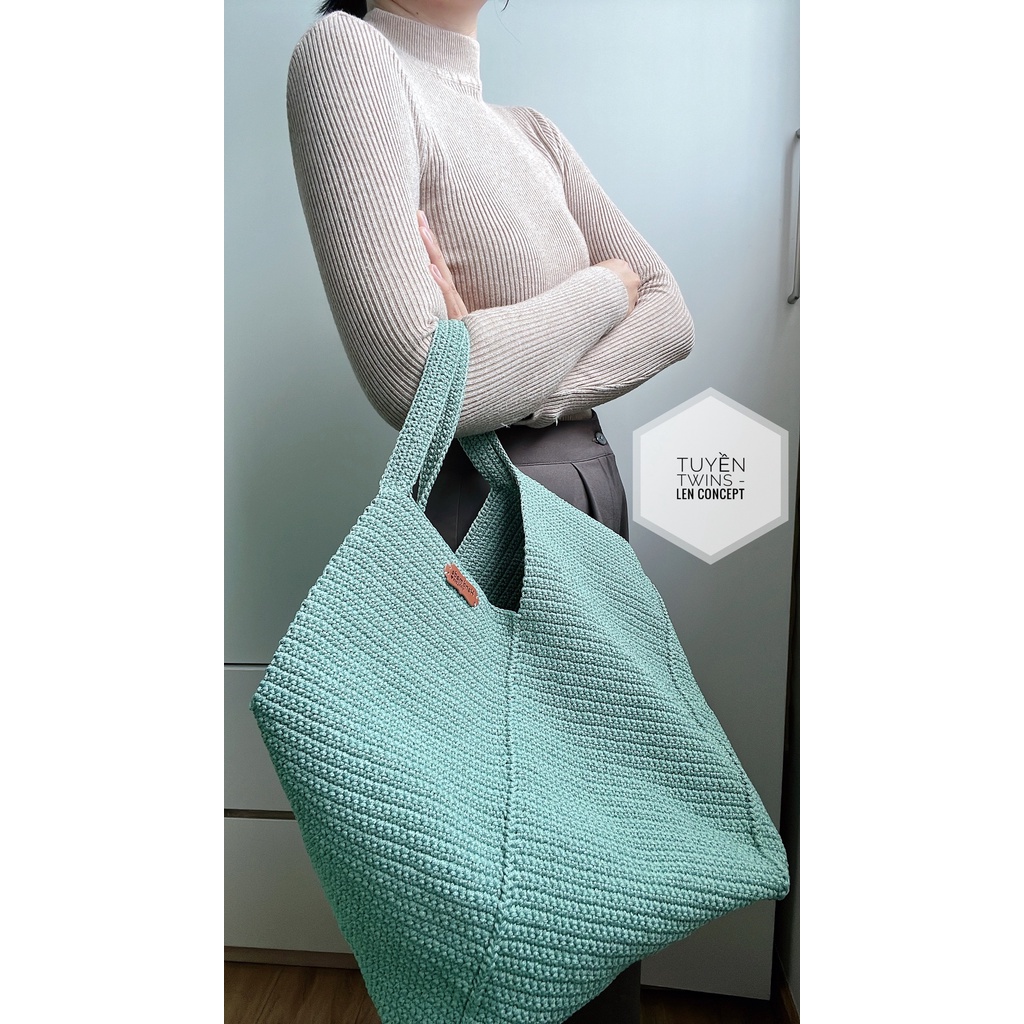 Túi len đáy vuông - Xoắn -HANDMADE