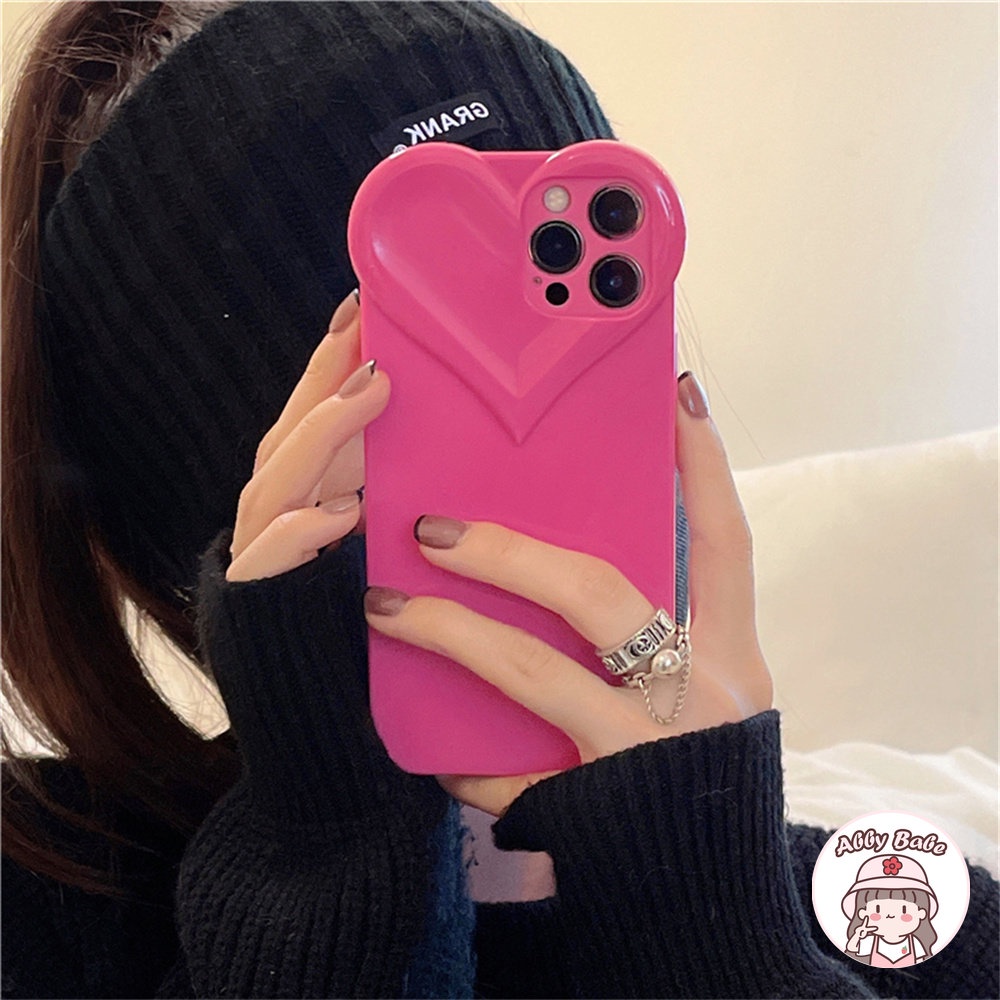Ốp Điện Thoại TPU Mềm Chống Mồ Hôi Họa Tiết Trái Tim Màu Hồng Cho IPhone 14 Pro Max 13 12 11 Pro Max