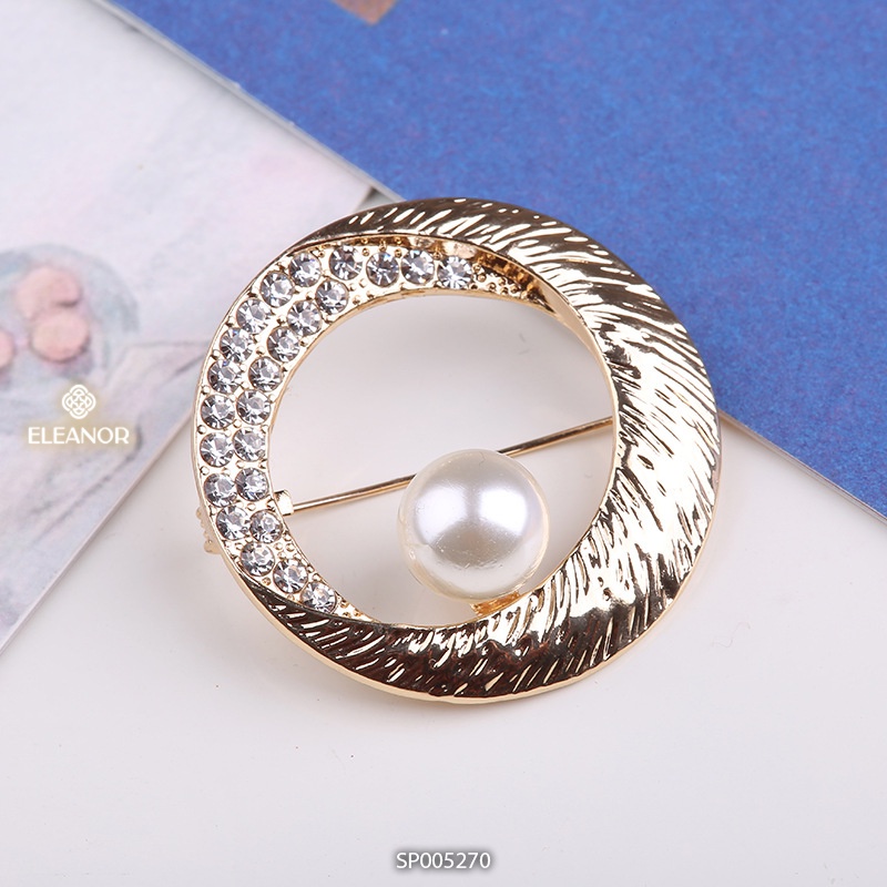 Ghim cài áo nữ Eleanor Accessories hình elip đính đá phụ kiện trang sức 5270