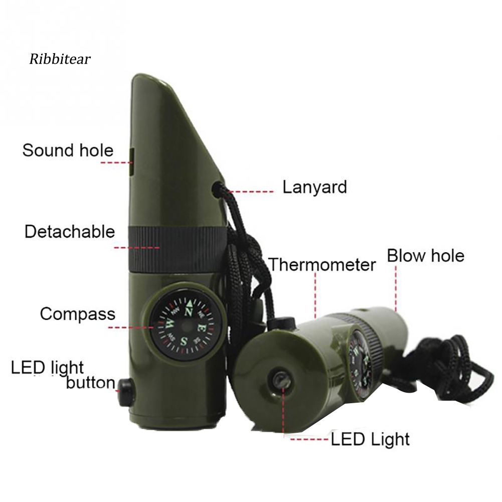 Còi Sinh Tồn Đa Năng 7 Trong 1 Tích Hợp La Bàn Và Đèn LED Và Kính Lúp