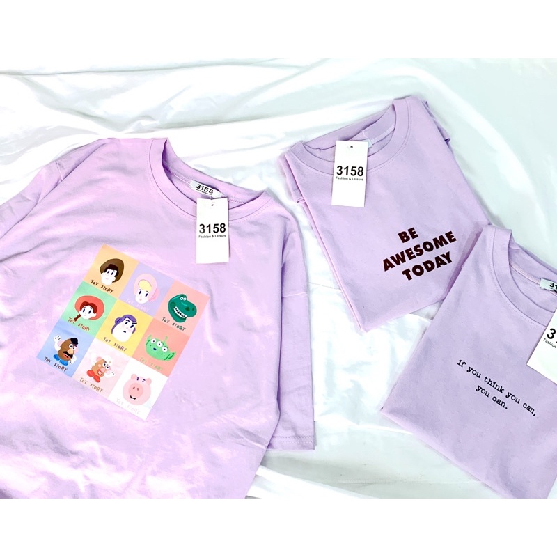 Áo Thun tay lỡ form rộng UNISEX 3158 màu Tím pastel ✨ Chất Cotton Khô IN ép Lụa 5D siêu đẹp✨ Hàng Chuẩn