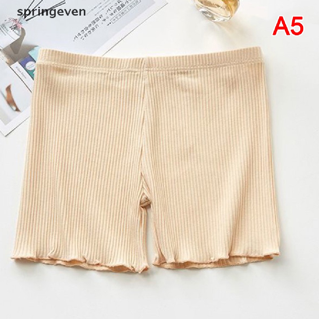 Quần Lót Boxer Co Giãn Không Đường May Màu Trơn Viền Bèo Nhún Thời Trang Xuân Hè Cho Nữ