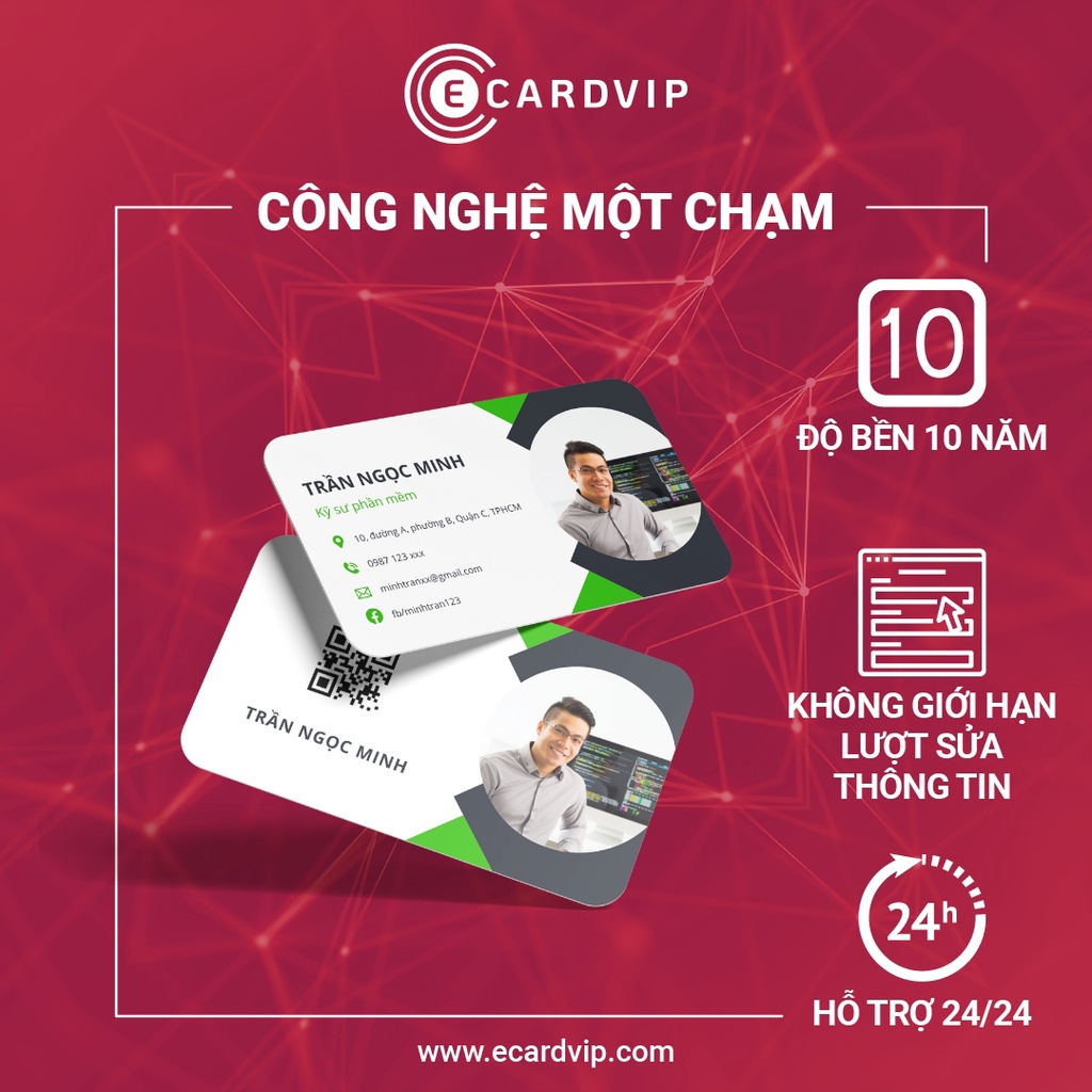 Thẻ cá nhân thông minh cho Kỹ Sư Phần Mềm, card visit điện tử thông minh, danh thiếp điện tử