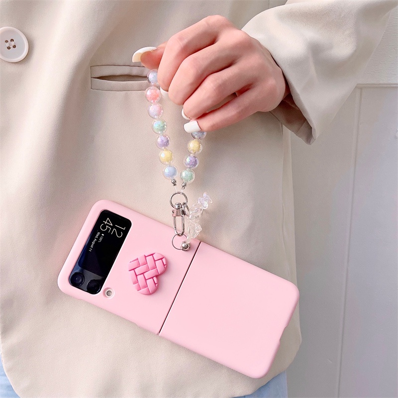 Bao Da Điện Thoại Họa Tiết Trái Tim Dễ Thương Cho samsung galaxy z flip 4g 3 4 5g flip3 flip4 Ốp