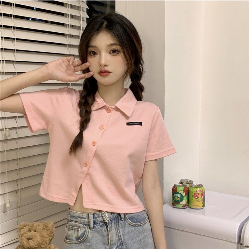 Áo polo Ngắn Tay Dáng Ôm Cài Nút Thời Trang Mùa Hè Dành Cho Nữ