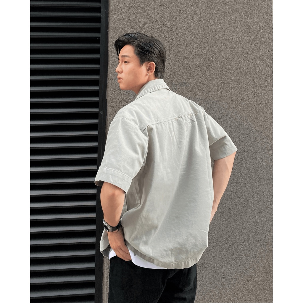 Áo khoác nam tay ngắn Verical Quality Jacket sơ mi túi hộp form rộng cài nút màu trơn đơn giản trẻ trung (Có video)