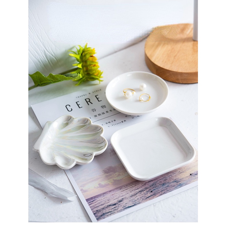 Đĩa Trang Sức Hình Vỏ Sò Bằng Gốm Trang Trí Nhà Cửa