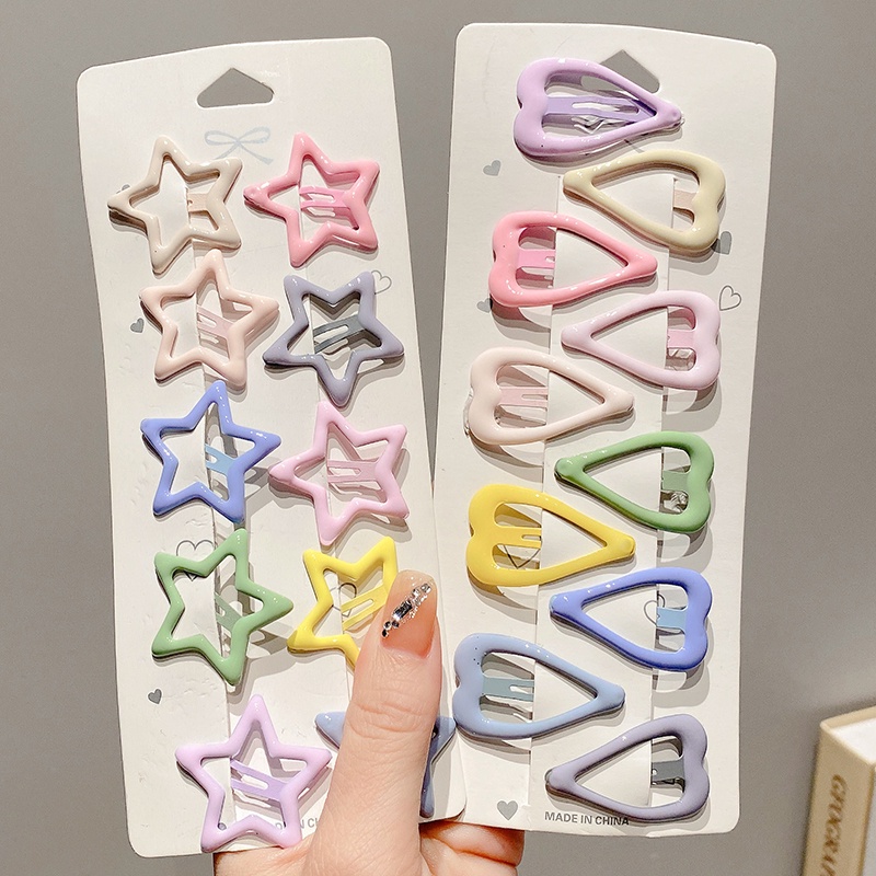 Set 10 Kẹp Tóc Hình Ngôi Sao / Trái Tim Dễ Thương