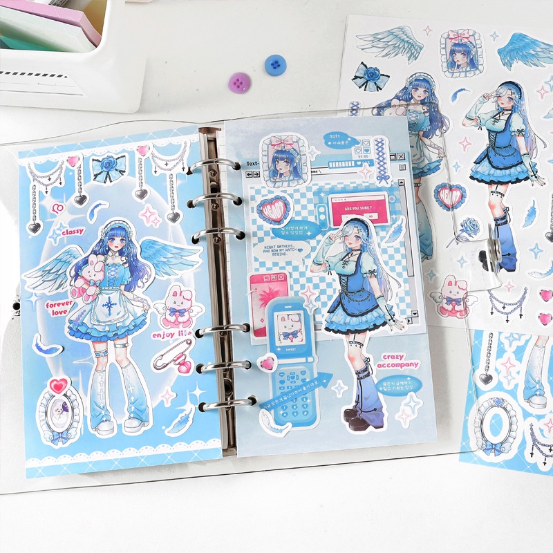 Idako Nhãn dán phim câm Barbie thiên thần loạt cô gái ngọt ngào và mát mẻ tài khoản tay domi phong cách 4 phong cách SS467