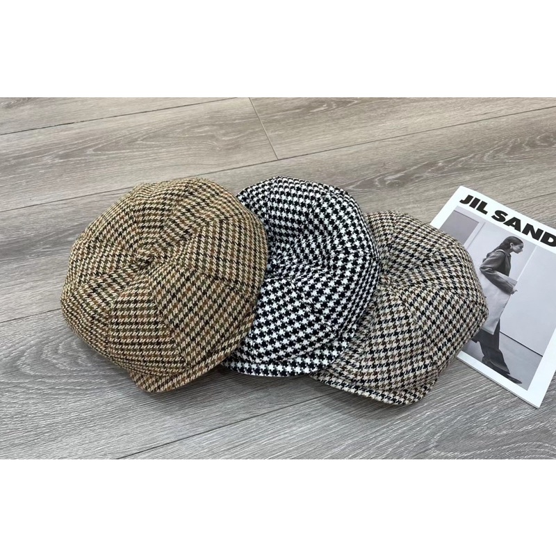 Mũ Beret kẻ 3 màu