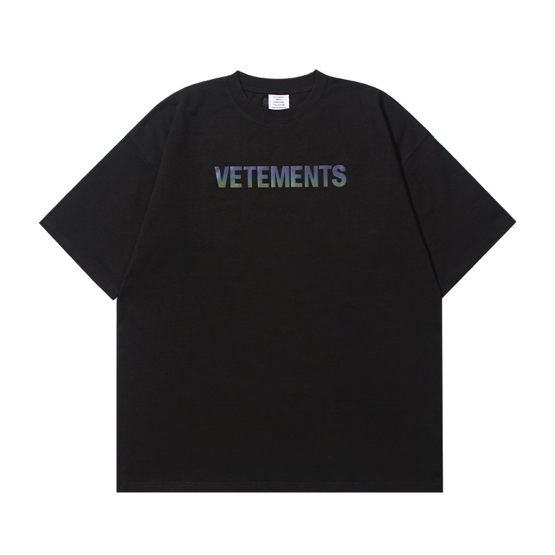 Áo Thun cotton Tay Ngắn Dáng Rộng In Hình VETEMENTS Màu Đơn Giản Hợp Thời Trang Cho Nam Và Nữ
