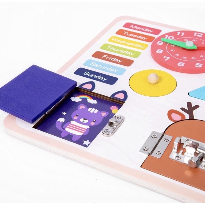 Bảng bận rộn - Busy board rèn luyện vận động tinh Montessori cho bé phát triển trí tuệ