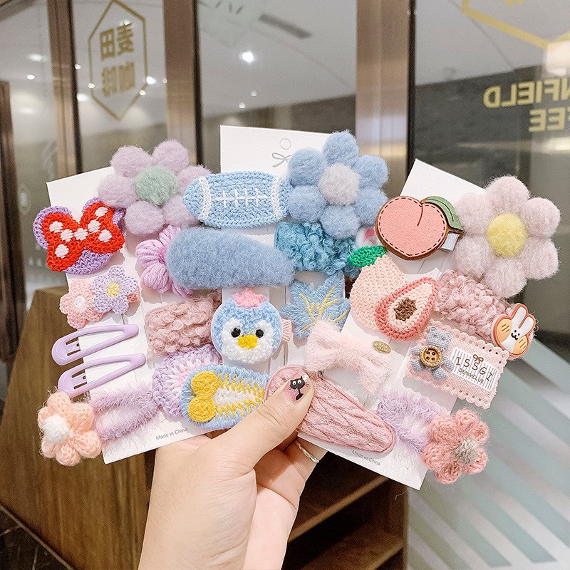 Set Kẹp Tóc 8 Chi Tiết Hình Hoạt Hình Nhồi Bông Phong Cách Hàn Quốc Đáng Yêu Dành Cho Trẻ
