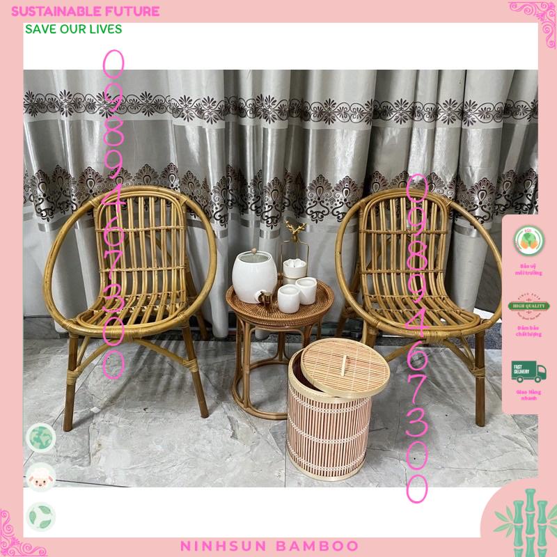 Thùng gạo tròn màu sắc hiện đại, đa năng để bàn -nắp lật tiện dụng chất liệu tre tự nhiên an toàn bảo vệ MT