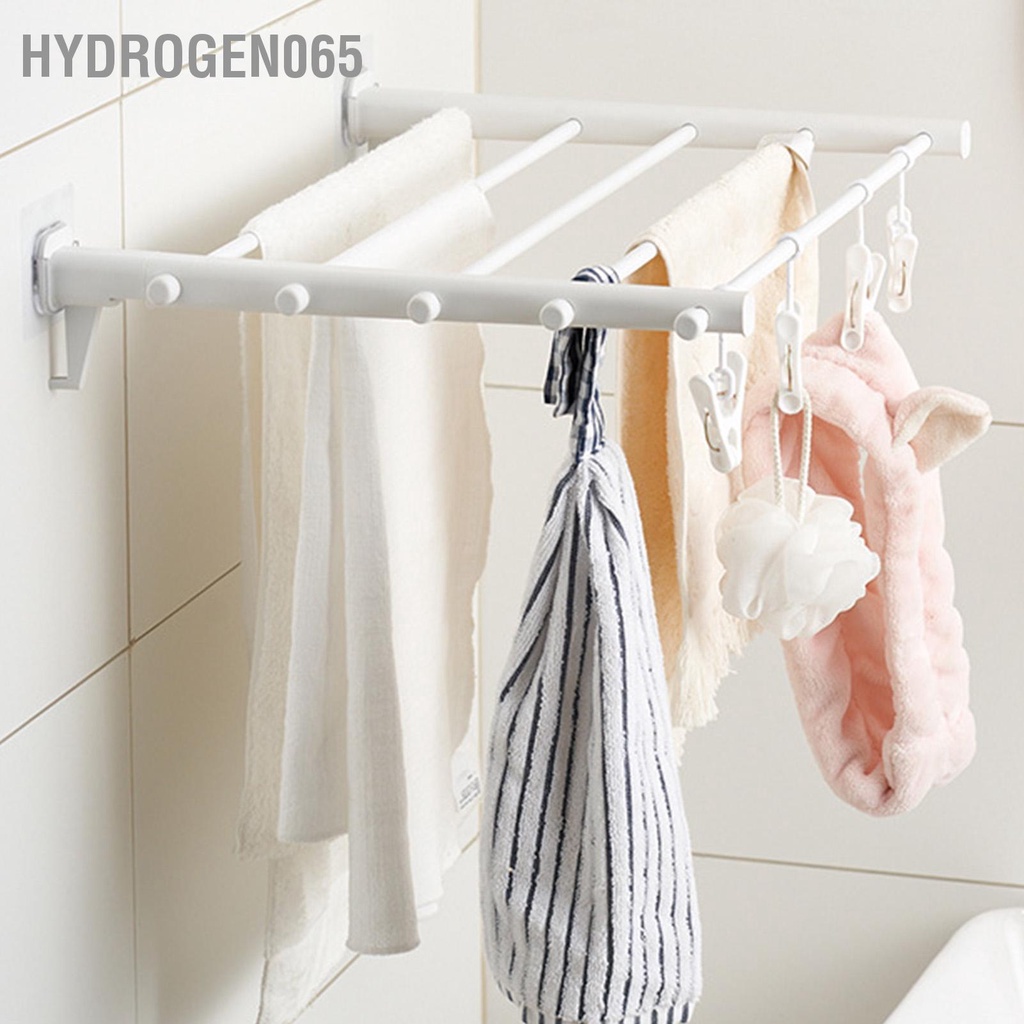 Hydrogen065 Giá Phơi Quần Áo Treo Tường Gấp Gọn Kính Thiên Văn Bấm Đồ Giặt Bằng Nhựa Cho Ban Công Trong Nhà