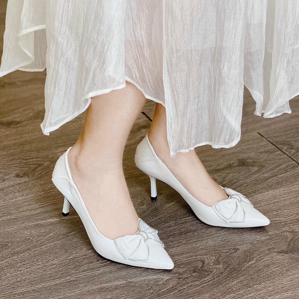 Giày Cao Gót Nữ Công Sở Dự Tiệc gót cao 7cm ( Giày nơ 7p)