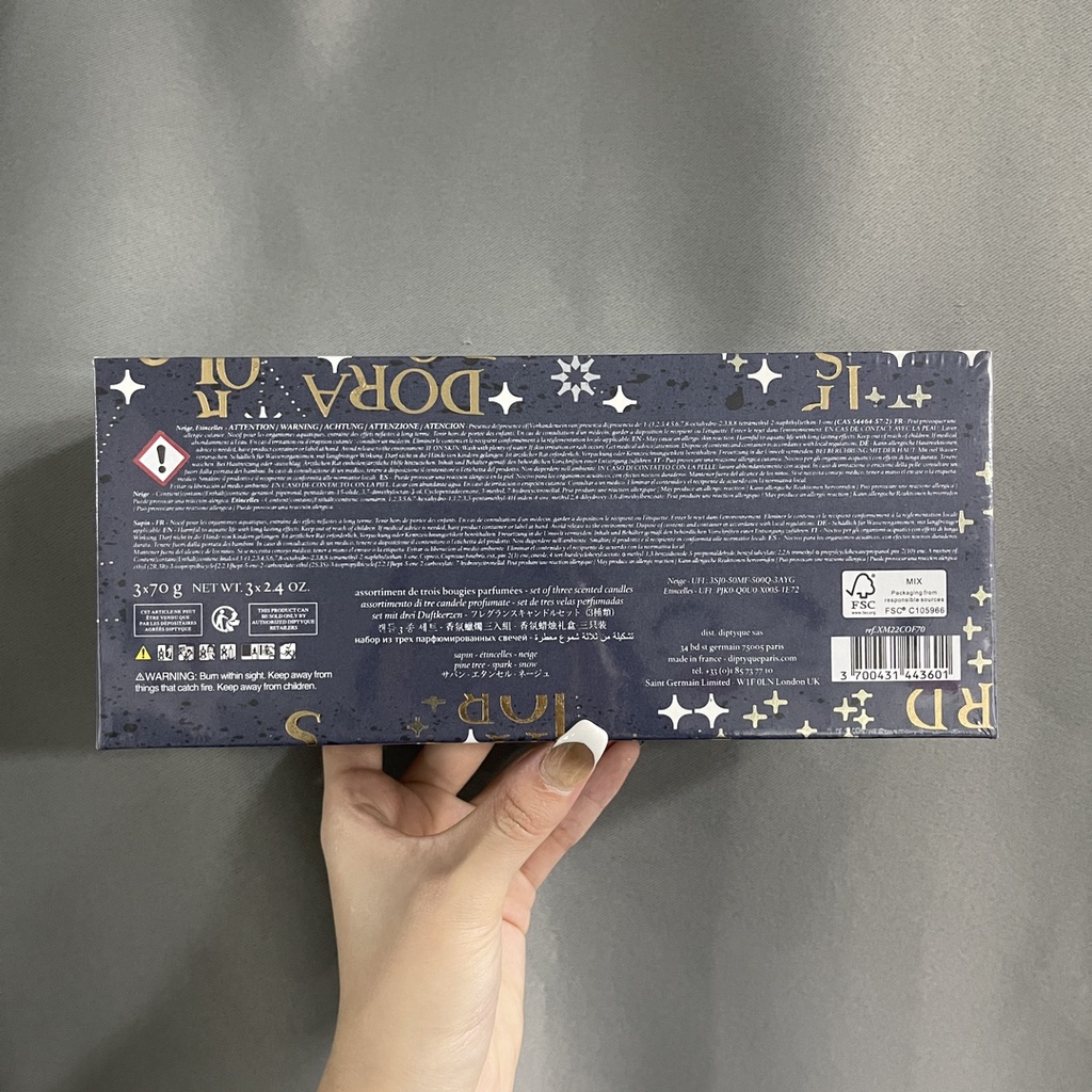 Diptyque Hộp Quà Giáng Sinh Ba Nến Thơm Độc Quyền Năm 2022