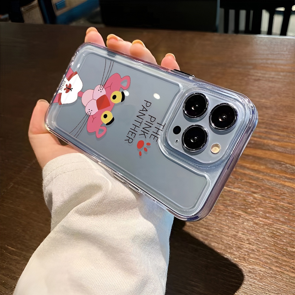 Ốp Điện Thoại Trong Suốt Hình Báo Hồng Cho iphone 14promax 13 12 11 7Plus 7 8 X XR XSMax