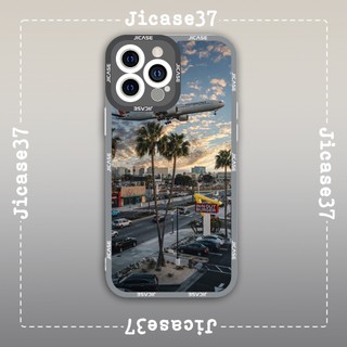 Ốp lưng iphone và samsung xiaomi oppo cạnh vuông Jicase City Pop Art Sunset Hoàng Hôn Sân Bay 