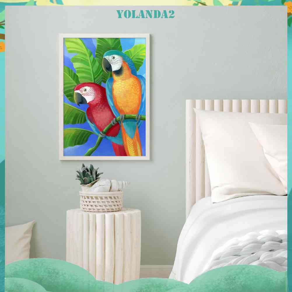 Tranh Đính Đá Kim Cương Toàn Bộ 5D DIY Hình Hai Chú Vẹt