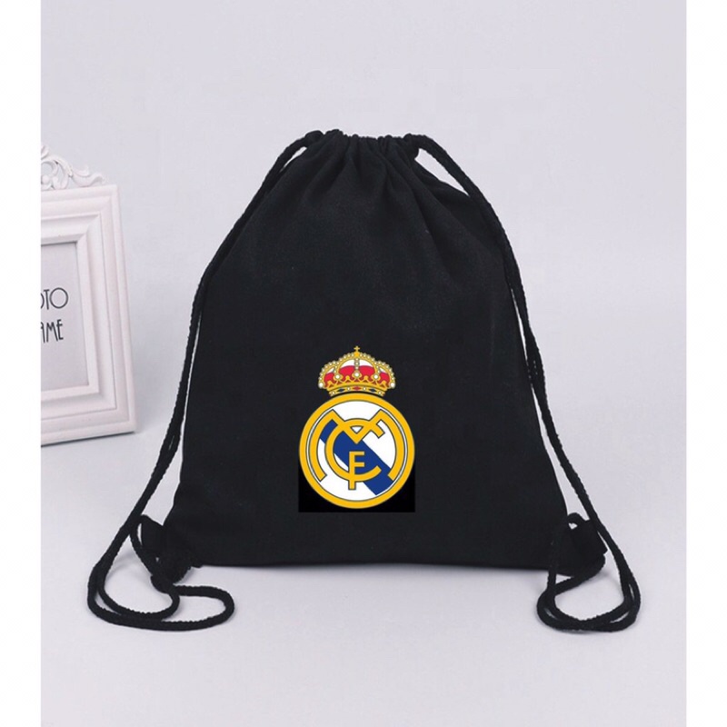 Túi balo dây rút logo clb bóng đá màu đen chất vải chống thấm Loại 1