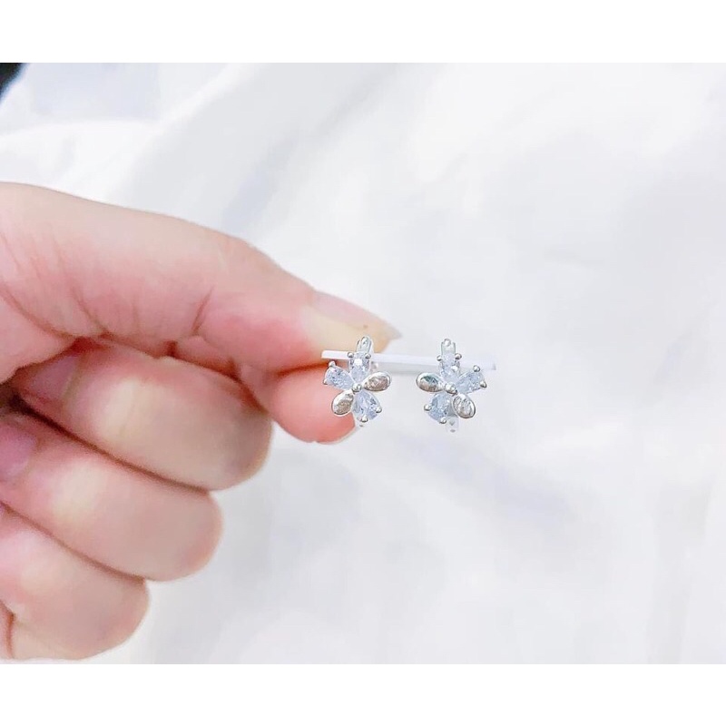 BÔNG TAI BẤM HOA CHO BÉ GÁI BẠC TA- KHUYÊN BẤM TRÒN