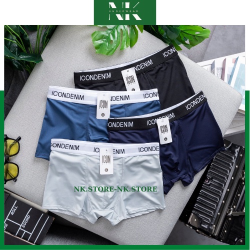 Quần Lót Nam Boxer Thun Lạnh Combo 4 Cái Cao Cấp, Quần Sịp Nam Boxer Co Giãn 4 Chiều Cực Thoáng Khí Kháng Khuẩn.