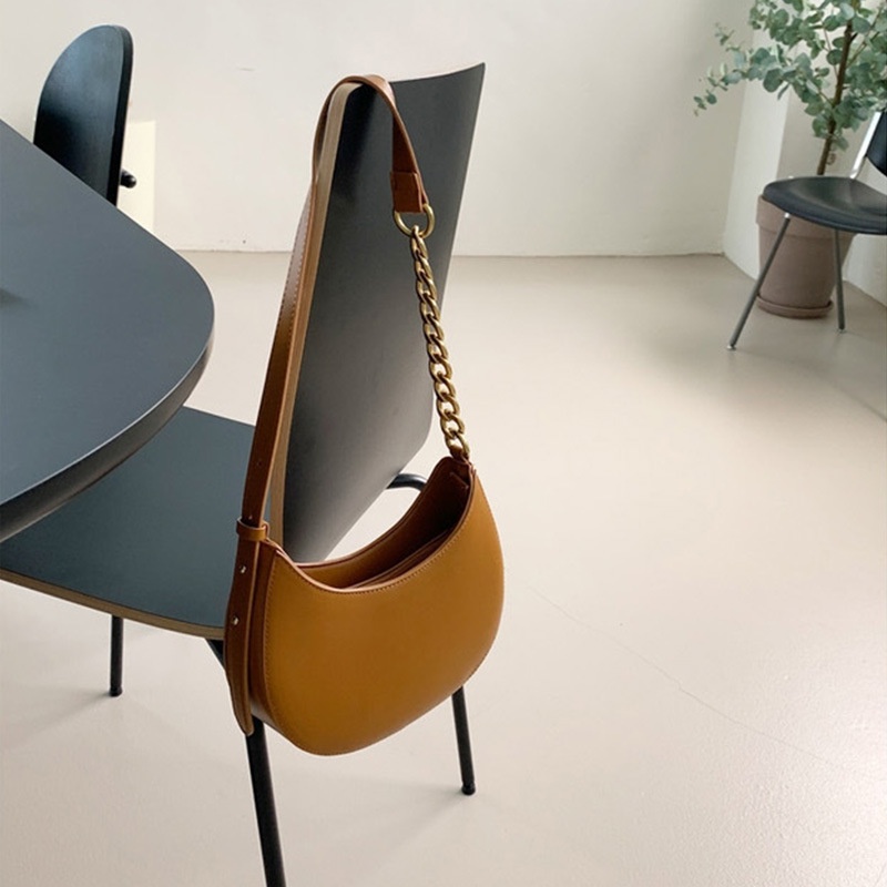 AlphaZ Túi đeo dưới cánh tay Một Bên Vai Màu Nâu Phong Cách Hàn Quốc Vintage Thời Trang Dành Cho Nữ