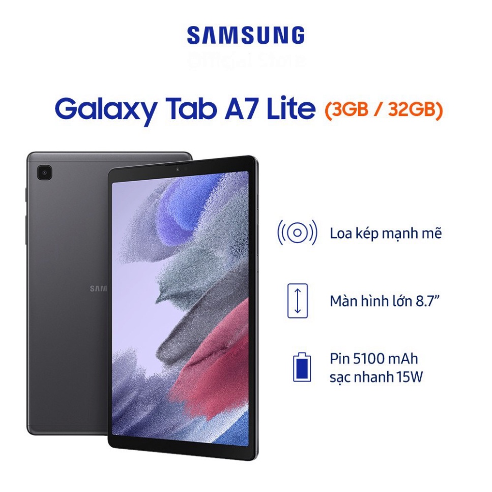 Máy tính bảng Samsung Galaxy Tab A7 Lite LTE SM-T225) - Hàng Chính Hãng