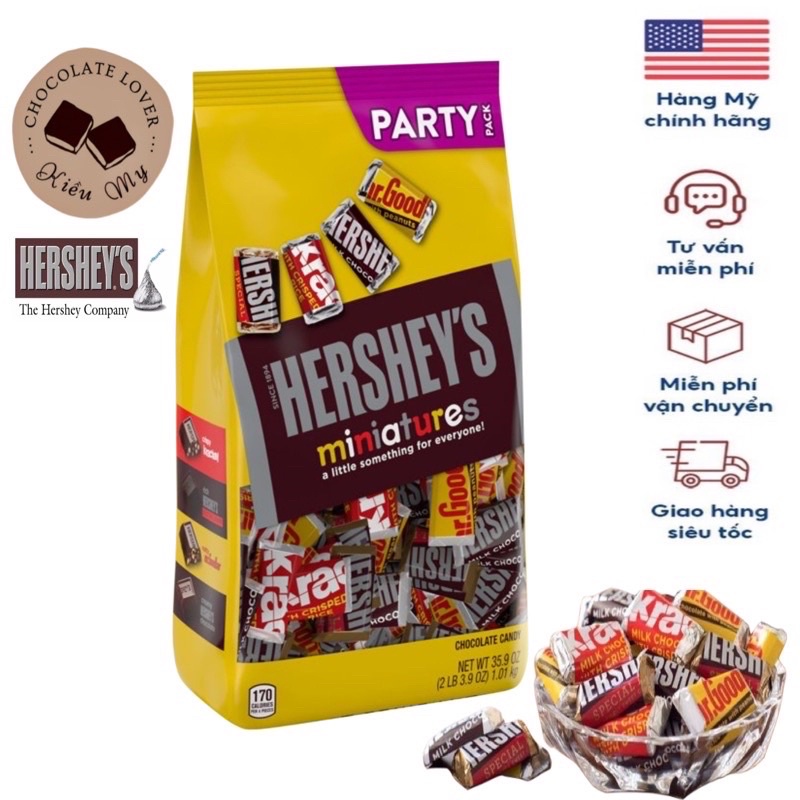 Tách lẻ 100g kẹo socola Mỹ Hershey's Miniatures