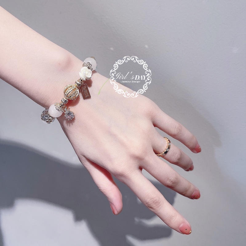 Vòng Tay Pha Lê Màu Trắng Thời Trang Cho Nữ