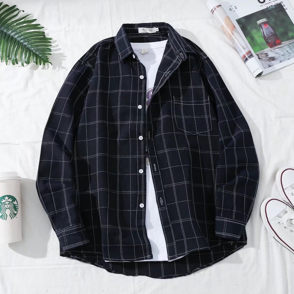 Áo Sơ Mi Nam Tay Dài Dáng Rộng In Họa Tiết Phong Cách hip hop Hàn Quốc Cỡ M-3XL