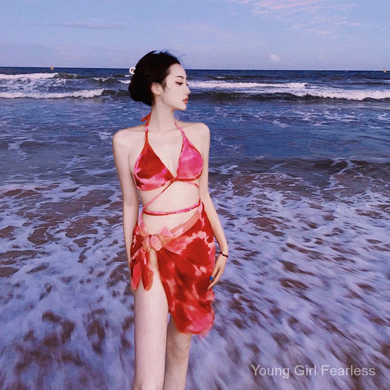 Sản phẩm mới tại chỗ phong cách Âu Mỹ Cà Vạt nhuộm Bikini tách rời Bộ ba mảnh dây buộc gợi cảm phong cách Instagram Áo Tắm nghỉ dưỡng suối nước nóng tập hợp ngực nhỏ Áo tắm một mảnh áo tắm Sexy Áo tắm hai dây áo tắm đồ lót rời Áo tắm váy Bikini