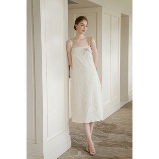 RILEY DRESS - Váy dài hai dây trắng be thanh lịch