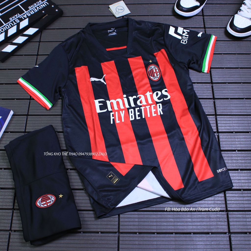 Bộ quần áo đá banh CLB Ac Milan màu đen hàng cao cấp thái lan 2022