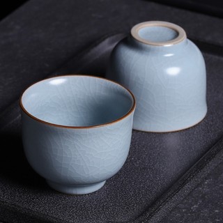 Sky Blue Ru Kiln Tea Cup Open Piece Can Raise Kung Fu Tea Single Cup Sky Blue Single Personal Use Master Cup Thiền Cup Hộ gia đình cổ điển lớn