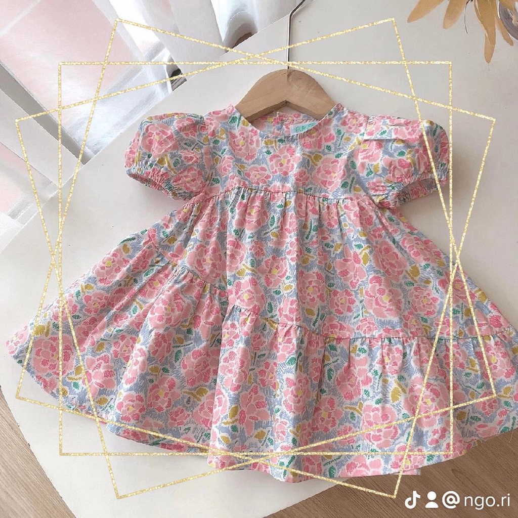Váy bé gái Babydoll nhiều màu dễ thương xinh xắn, chất cotton thô mềm mát, bé hoạt động thoải mái